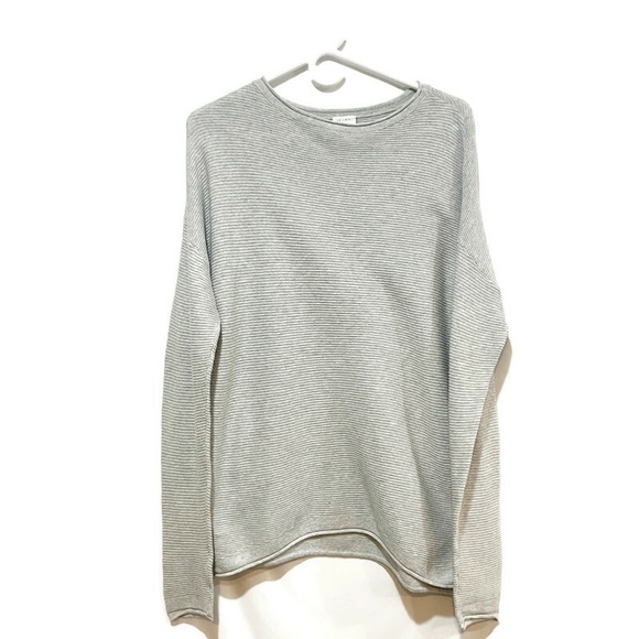SERRA HORIZONTAL RIBBED LONG SLEEVE CREWNECK PULLOVER SWEATER. GREY SIZE SMALL - Picture 1 of 9
